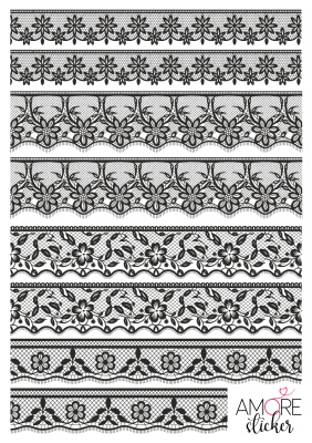 Наклейки переводные для свечей и декора Черное кружево 2 из каталога Наклейки декупажные для декора свечей, яиц, изделий из гипса, в интернет-магазине BPW.style